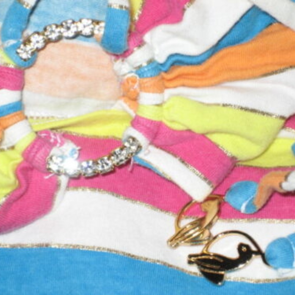 NEW Baby Phat Y2K Rainbow stripe Rhinestone Cat Keyhole Halter L / XL - Picture 7 of 15